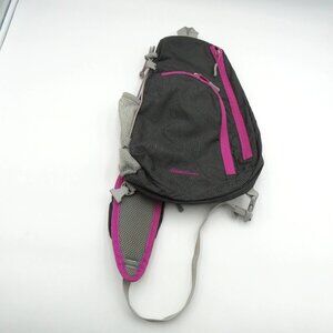 Eddie Bauer Ripstop Black Pink 14" Sling Backpack Mesh Pocket Adjustable Strap